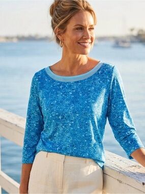 Cathy Daniels Blue Printed Long Sleeve Top